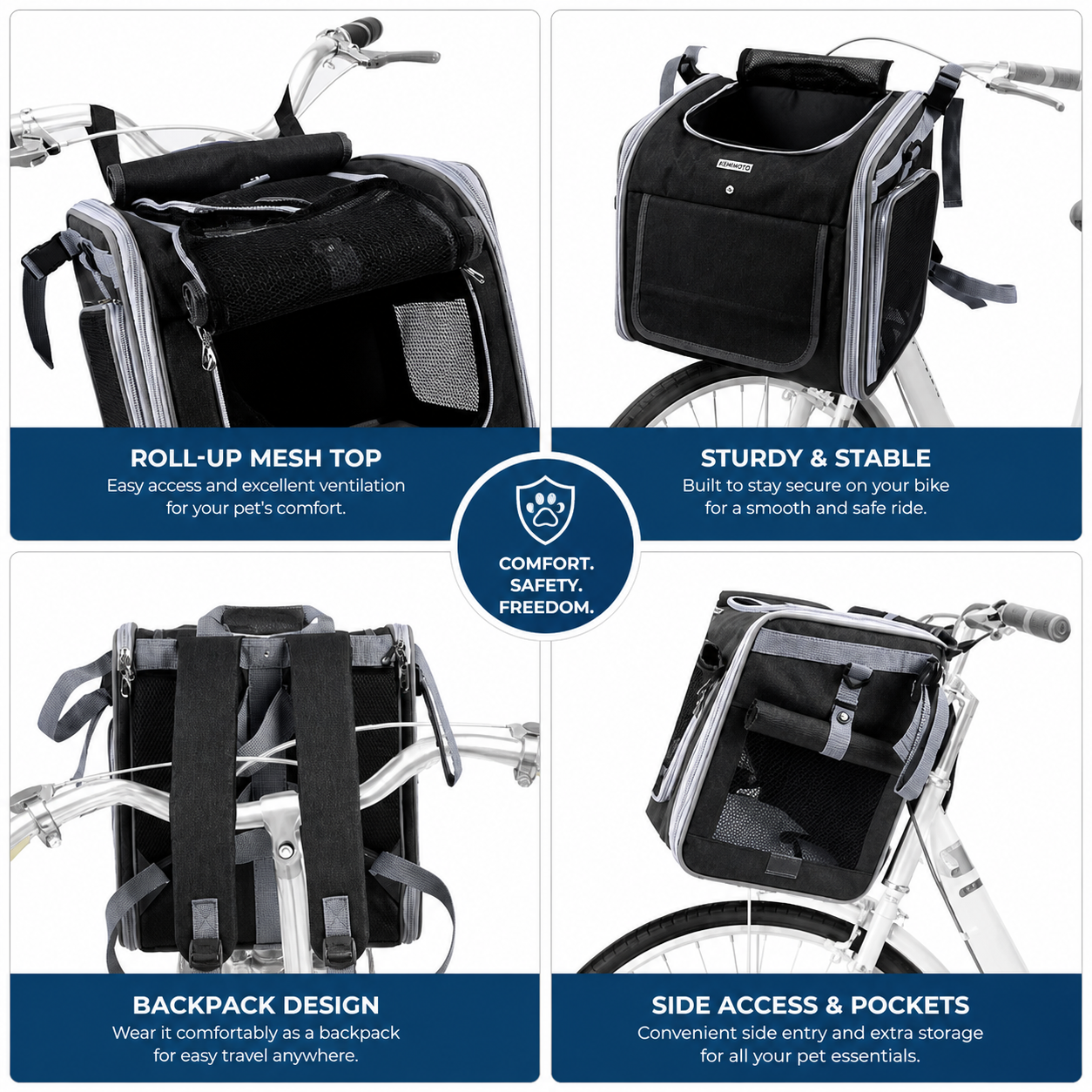 ScritchPets Expandable Dog Bike Basket Carrier