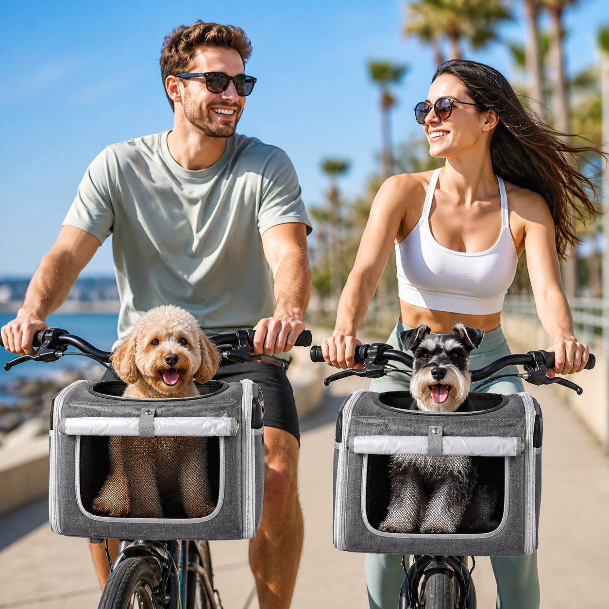 ScritchPets Expandable Dog Bike Basket Carrier