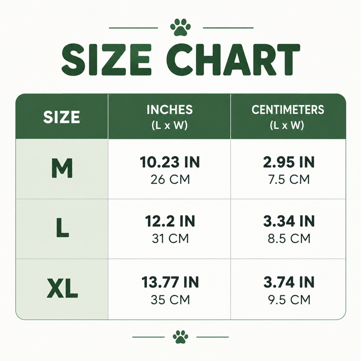 Size chart