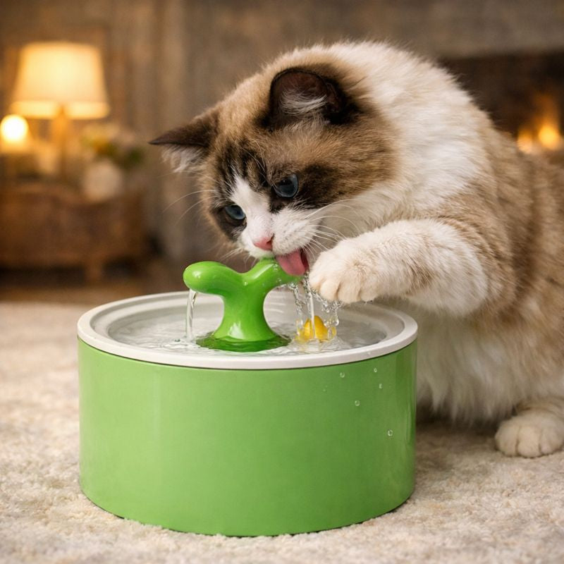 ScritchPets Automatic Ceramic Cat Water Fountain Dispenser
