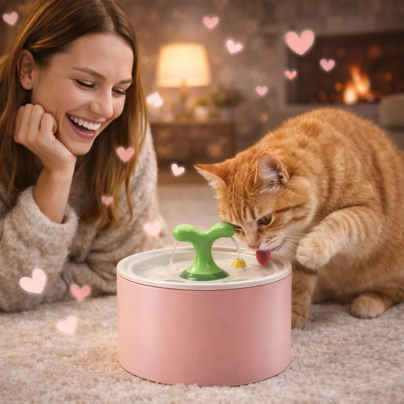 ScritchPets Automatic Ceramic Cat Water Fountain Dispenser