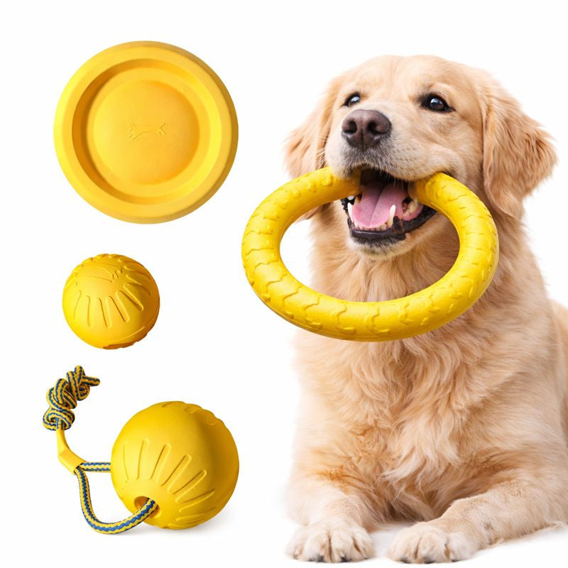 ScritchPets Dog Toy Bundle 4-Pack – EVA Flying Disc, Ball & Tug Rope