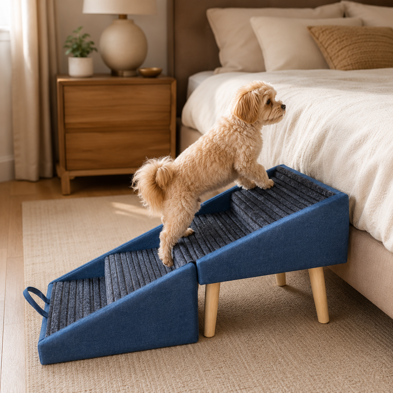 ScritchPets 2 in 1 Foldable Wooden Dog Ramp and Stairs