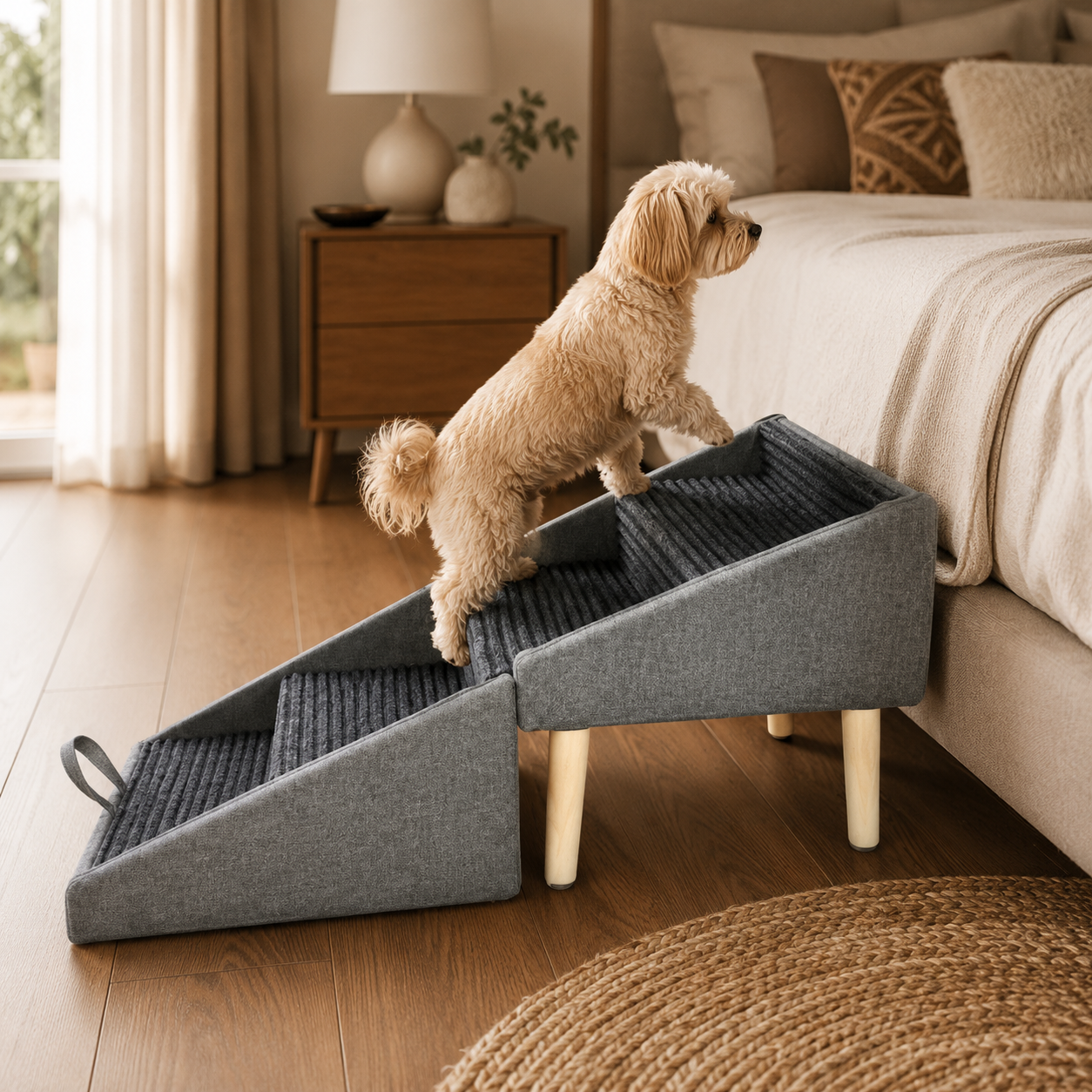 ScritchPets 2 in 1 Foldable Wooden Dog Ramp and Stairs