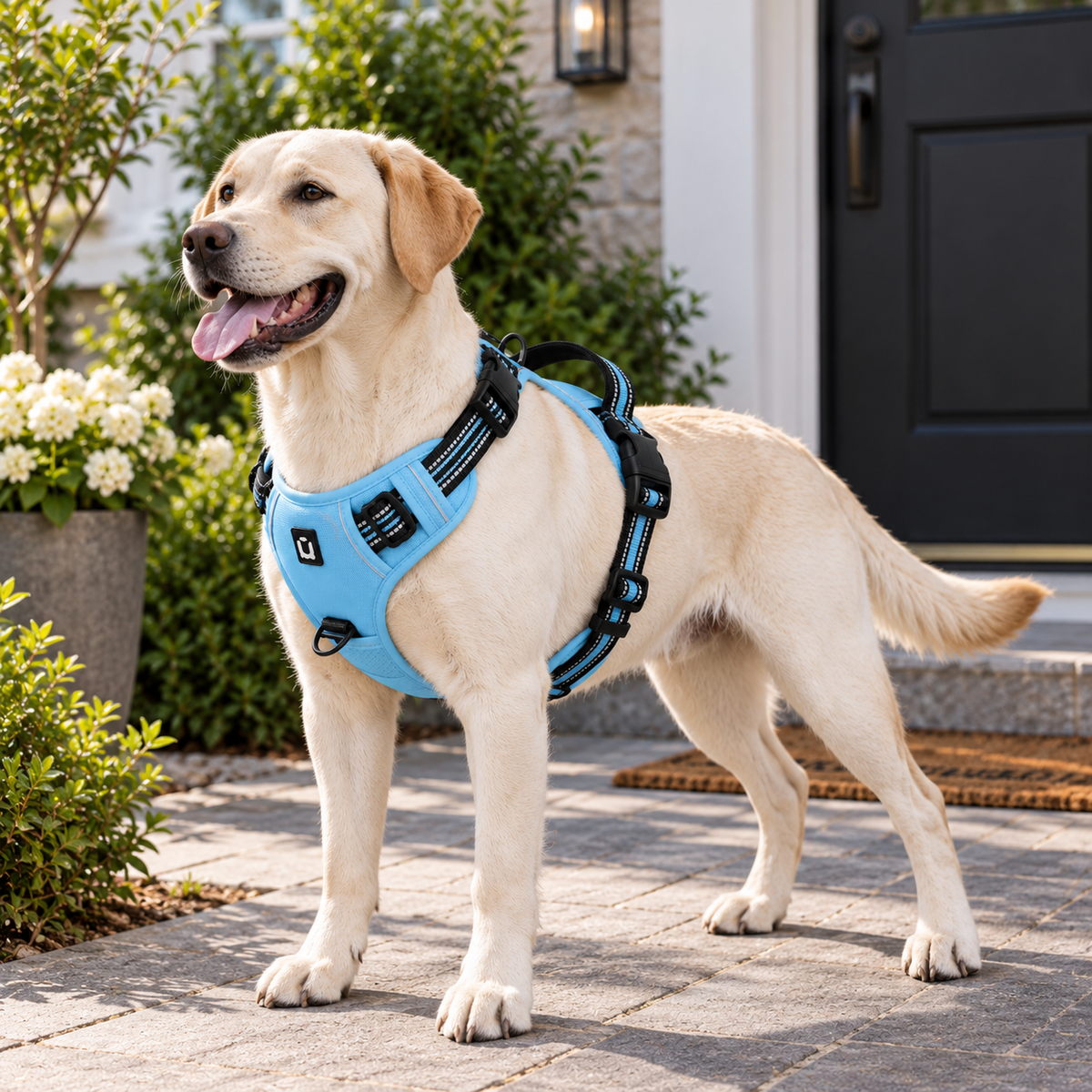 No-pull dog harness with front chest clip and top handle