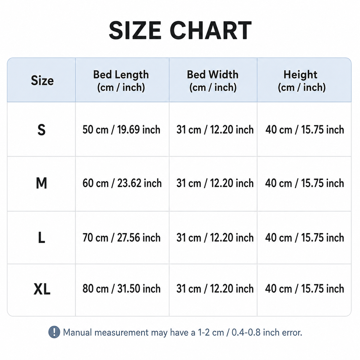 Size chart