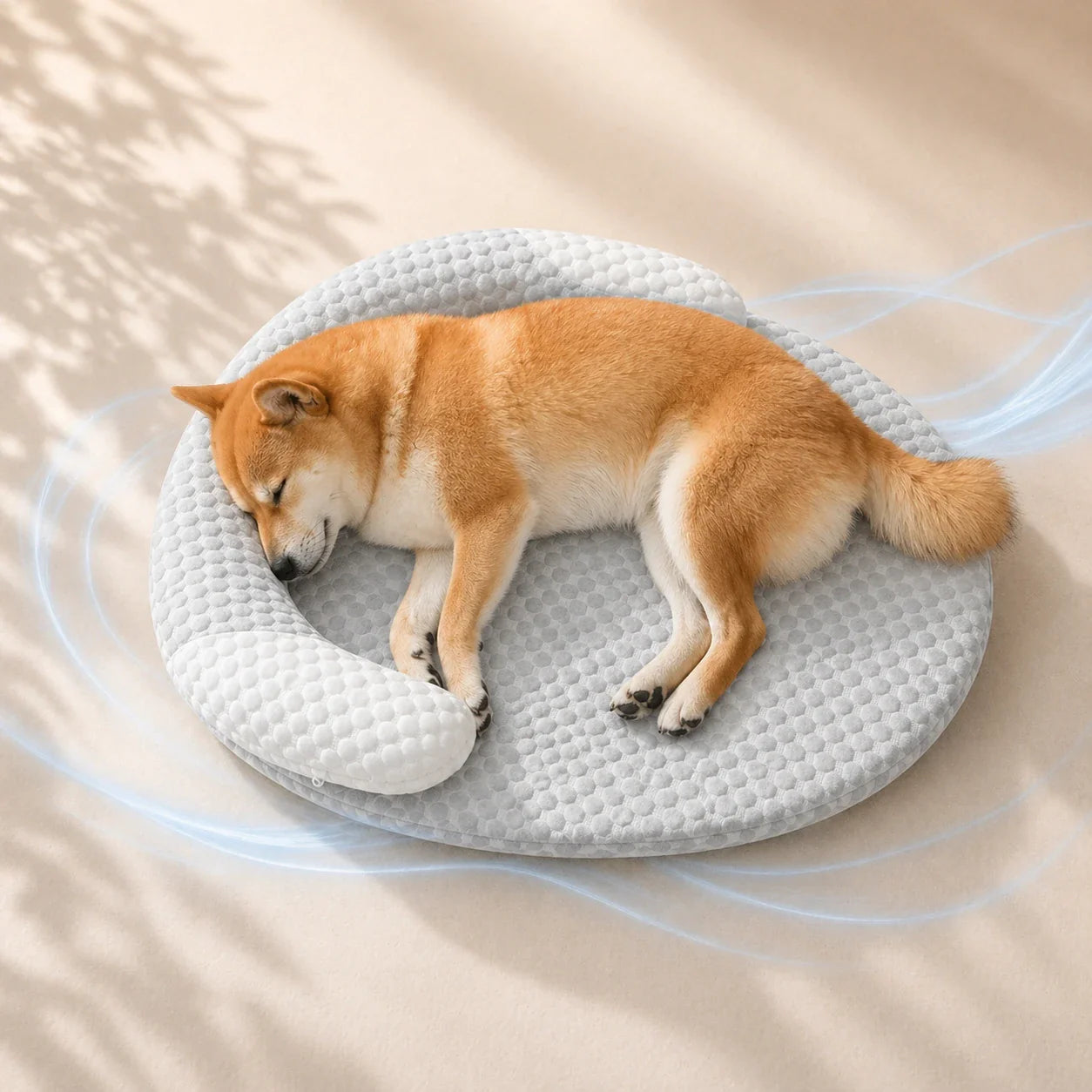 Pawsbetter Cooling Dog Bed with Neck Pillow, summer cooling comfort for dogs, side view