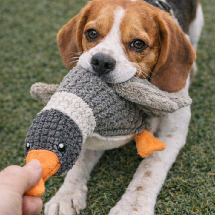 ScritchPets Tough Plush Goose Dog Toy
