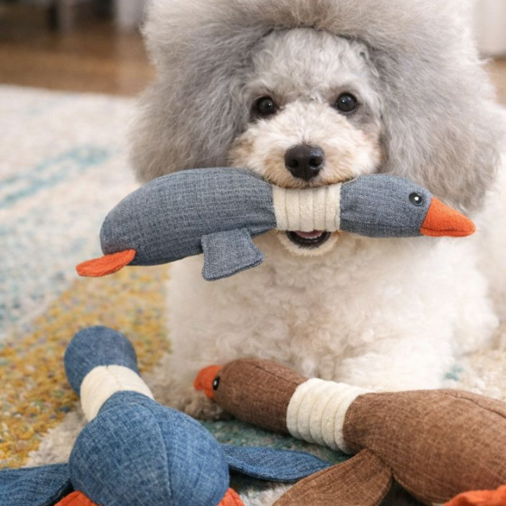 ScritchPets Tough Plush Goose Dog Toy
