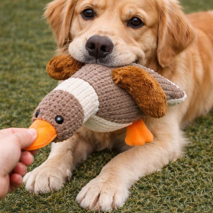 ScritchPets Tough Plush Goose Dog Toy