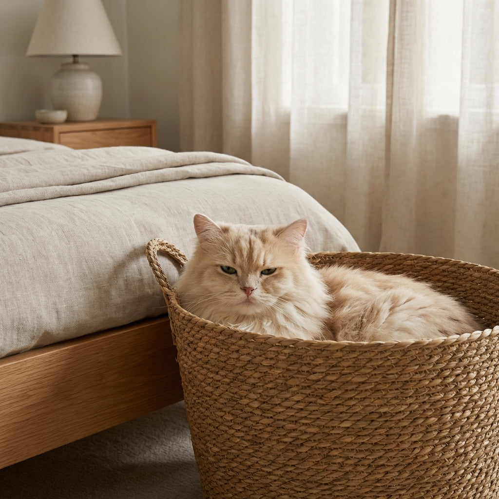 ScritchPets Handwoven Cattail Cat Basket