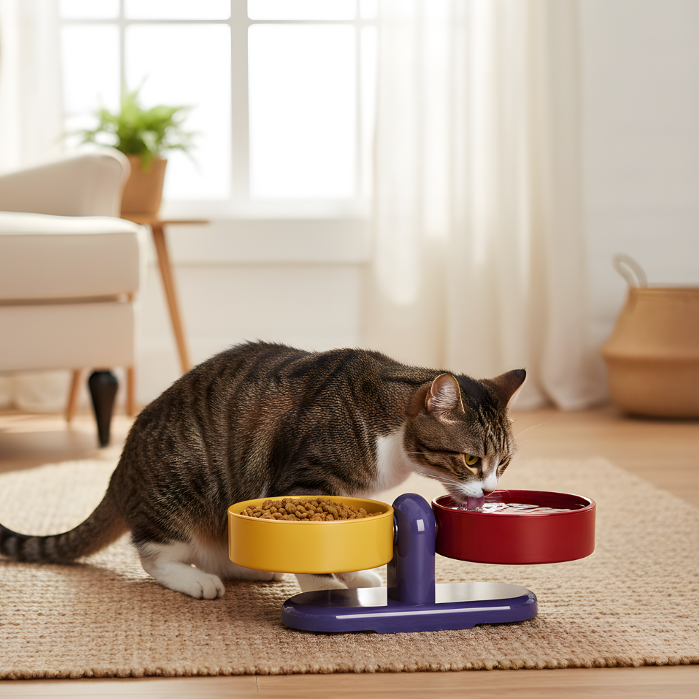 ScritchPets Elevated Double Dog Feeder