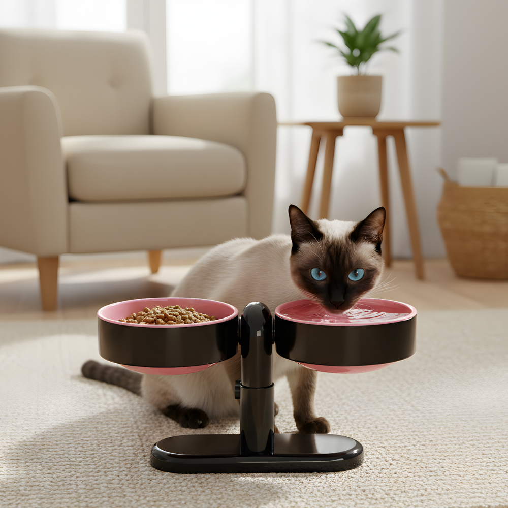 ScritchPets Elevated Double Dog Feeder