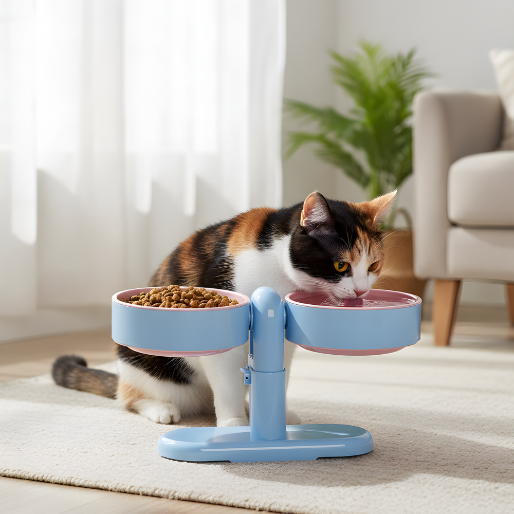 ScritchPets Elevated Double Dog Feeder
