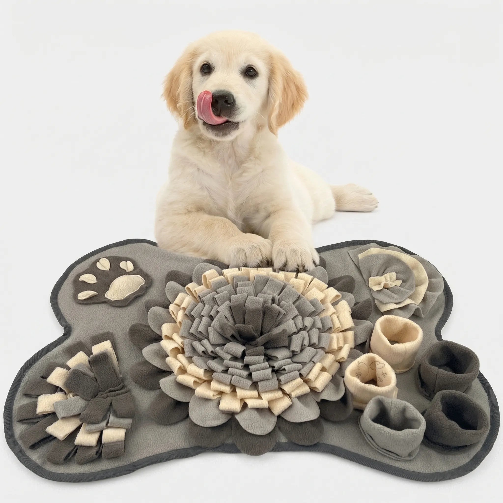 Interaktive Schnüffelmatte für Hunde in Knochenform mit Quietschspielzeug