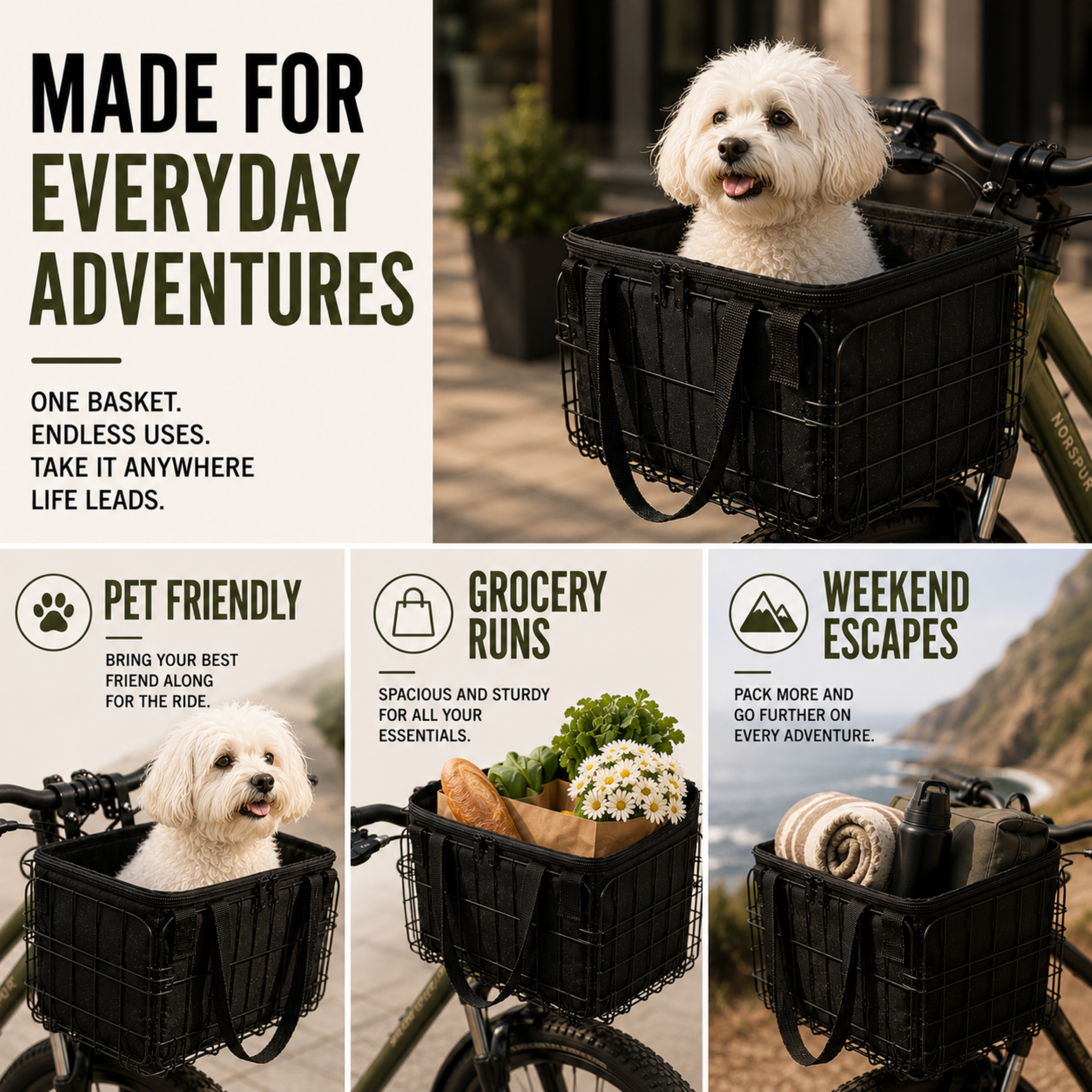 ScritchPets Folding Pet Bike Basket