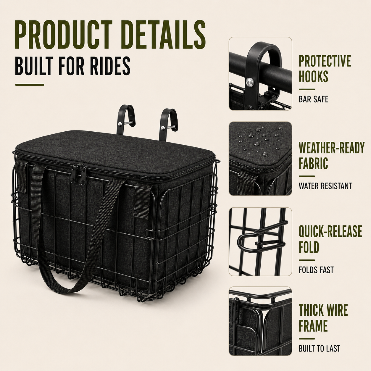 ScritchPets Folding Pet Bike Basket