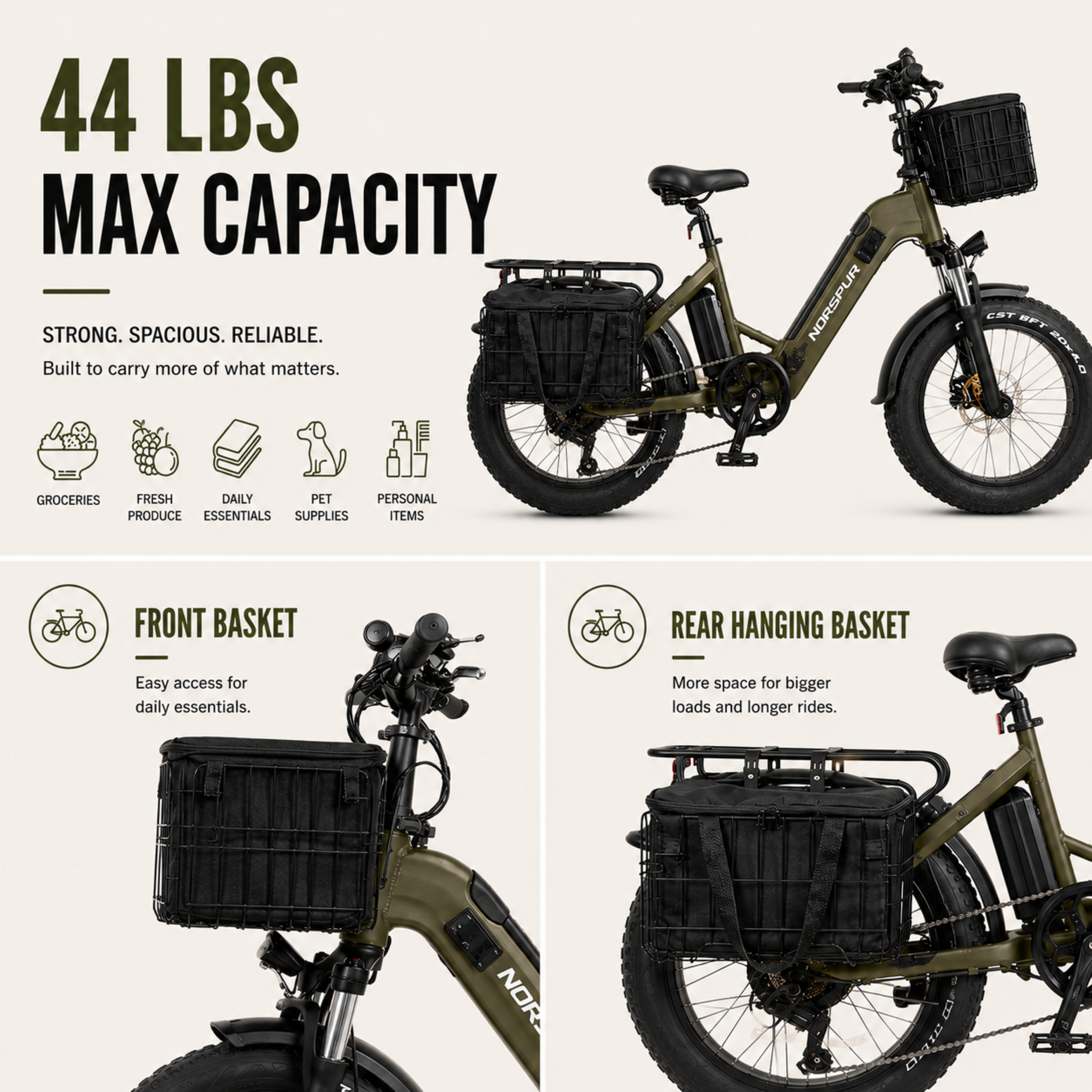 ScritchPets Folding Pet Bike Basket