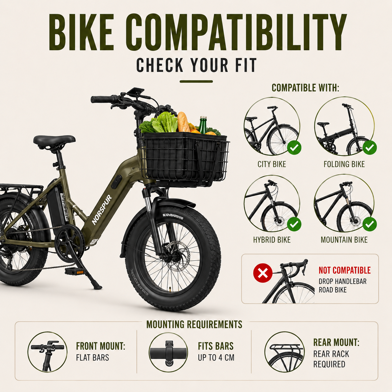 ScritchPets Folding Pet Bike Basket
