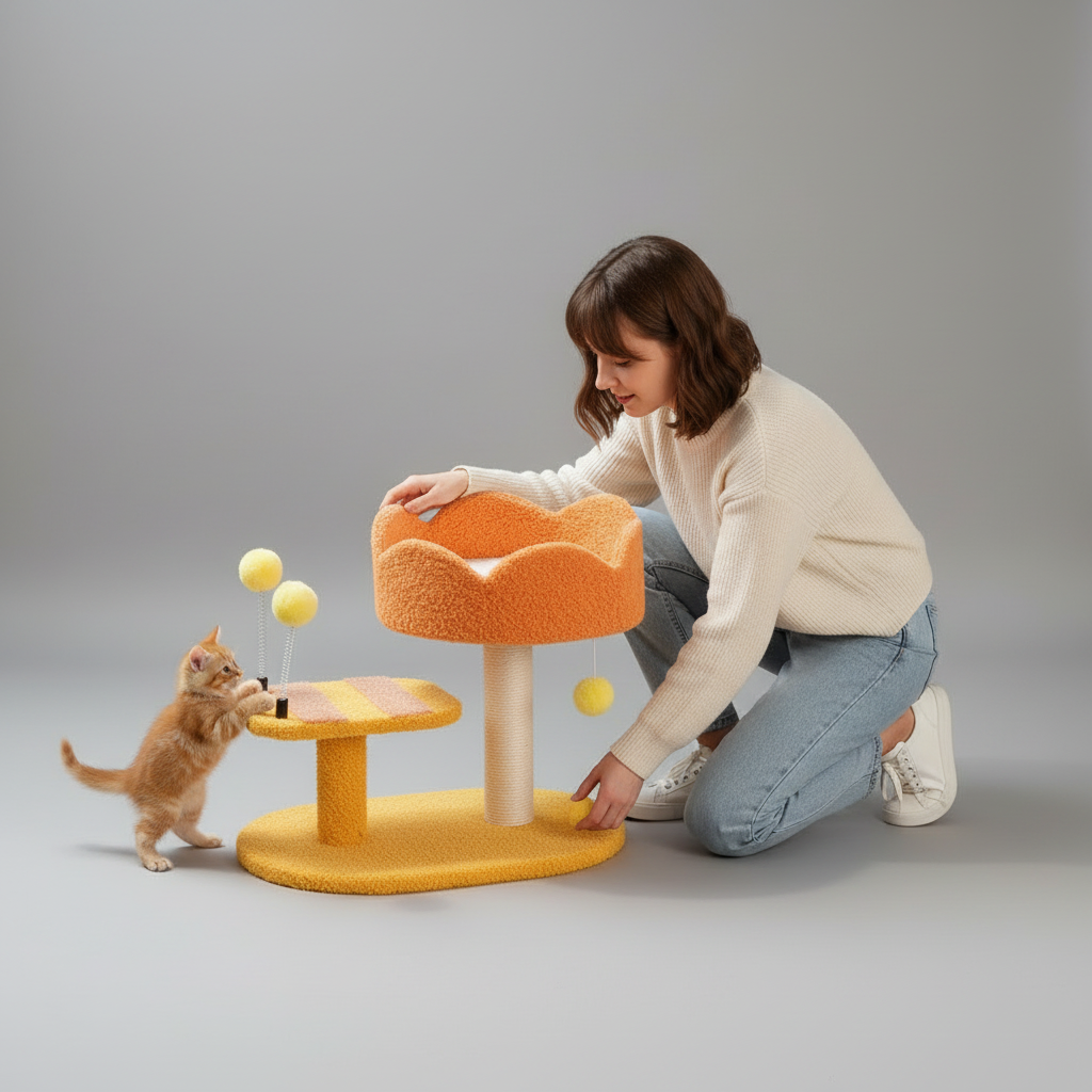 ScritchPets Compact Cat Perch Station Honeybee