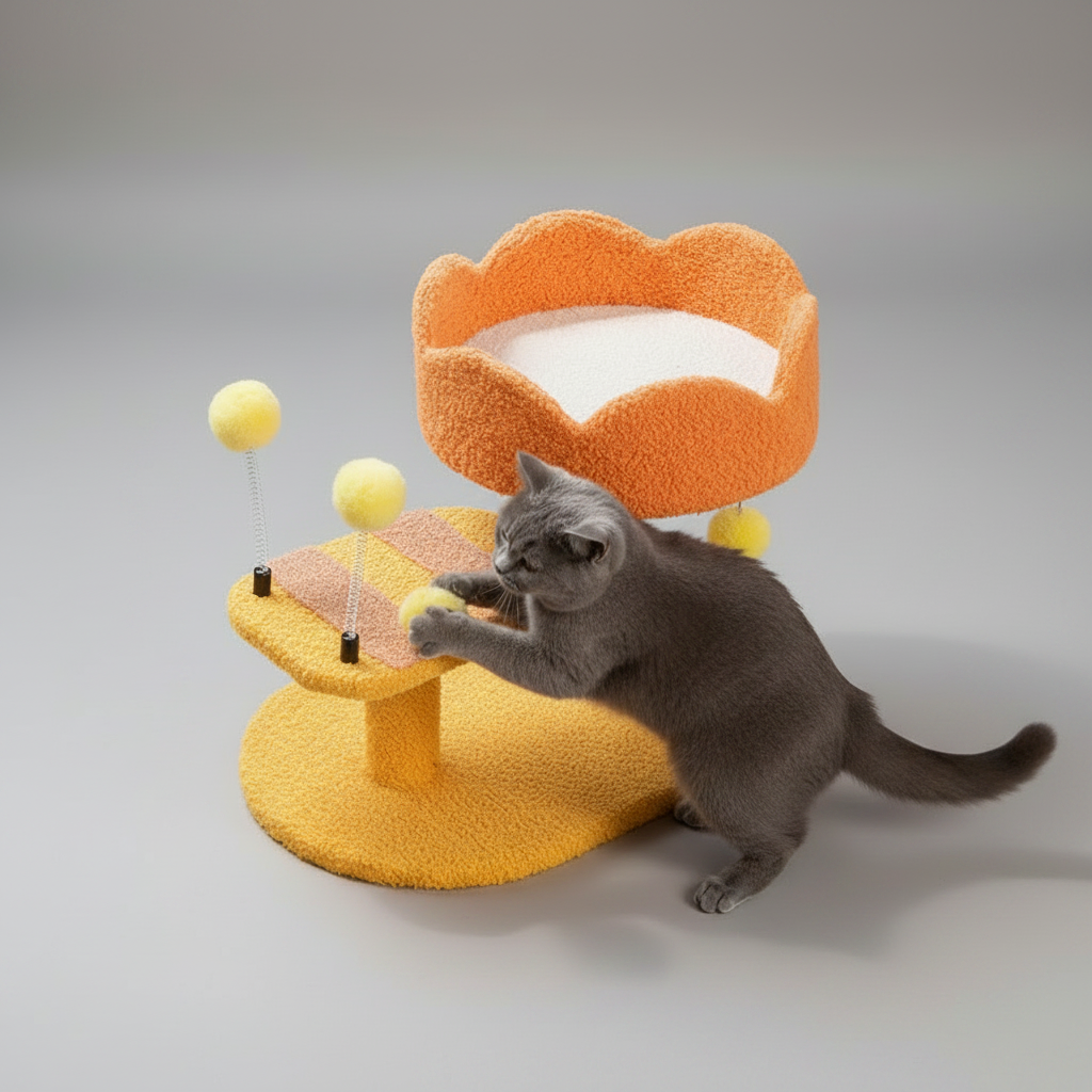 ScritchPets Compact Cat Perch Station Honeybee