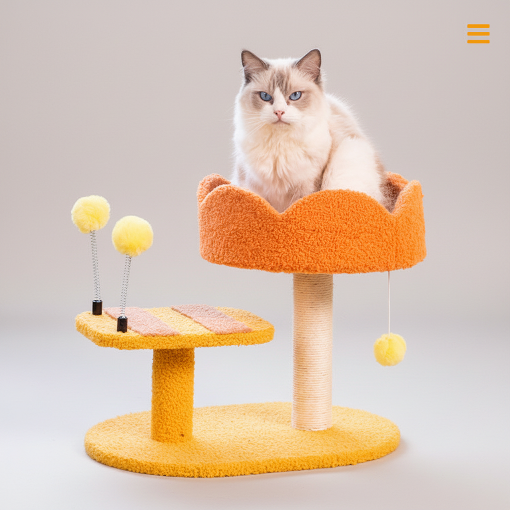 ScritchPets Compact Cat Perch Station Honeybee