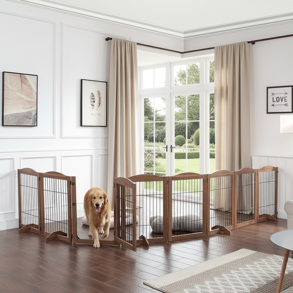 ScritchPets Expandable Timber Pet Playpen 6 Piece Set