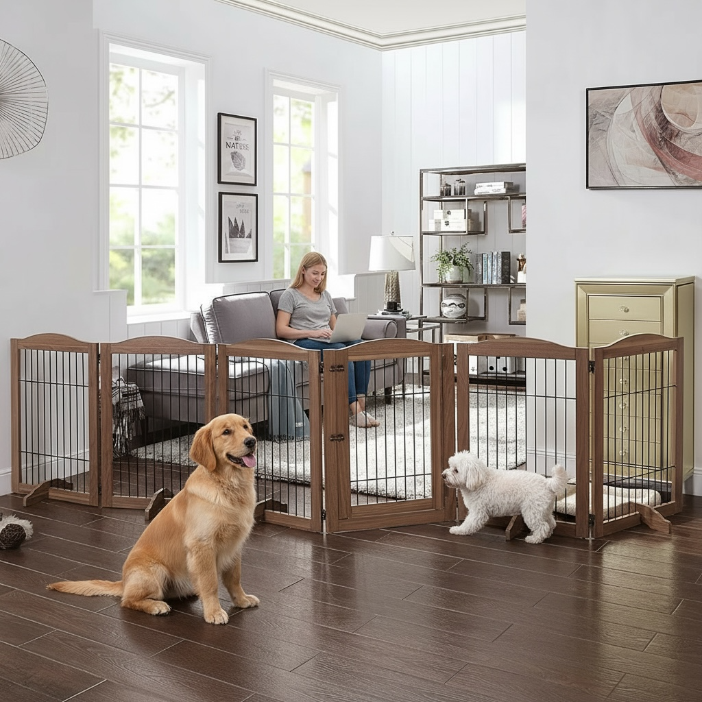 ScritchPets Expandable Timber Pet Playpen 6 Piece Set