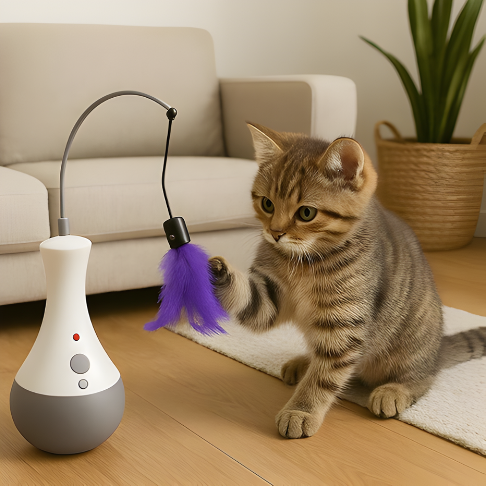 ScritchPets PounceWhirl Automatic Feather Cat Toy
