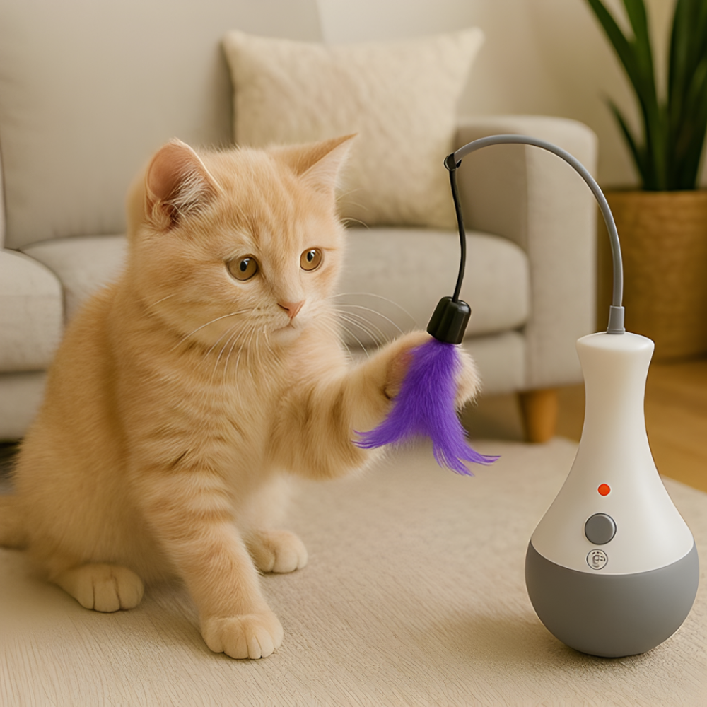 ScritchPets PounceWhirl Automatic Feather Cat Toy