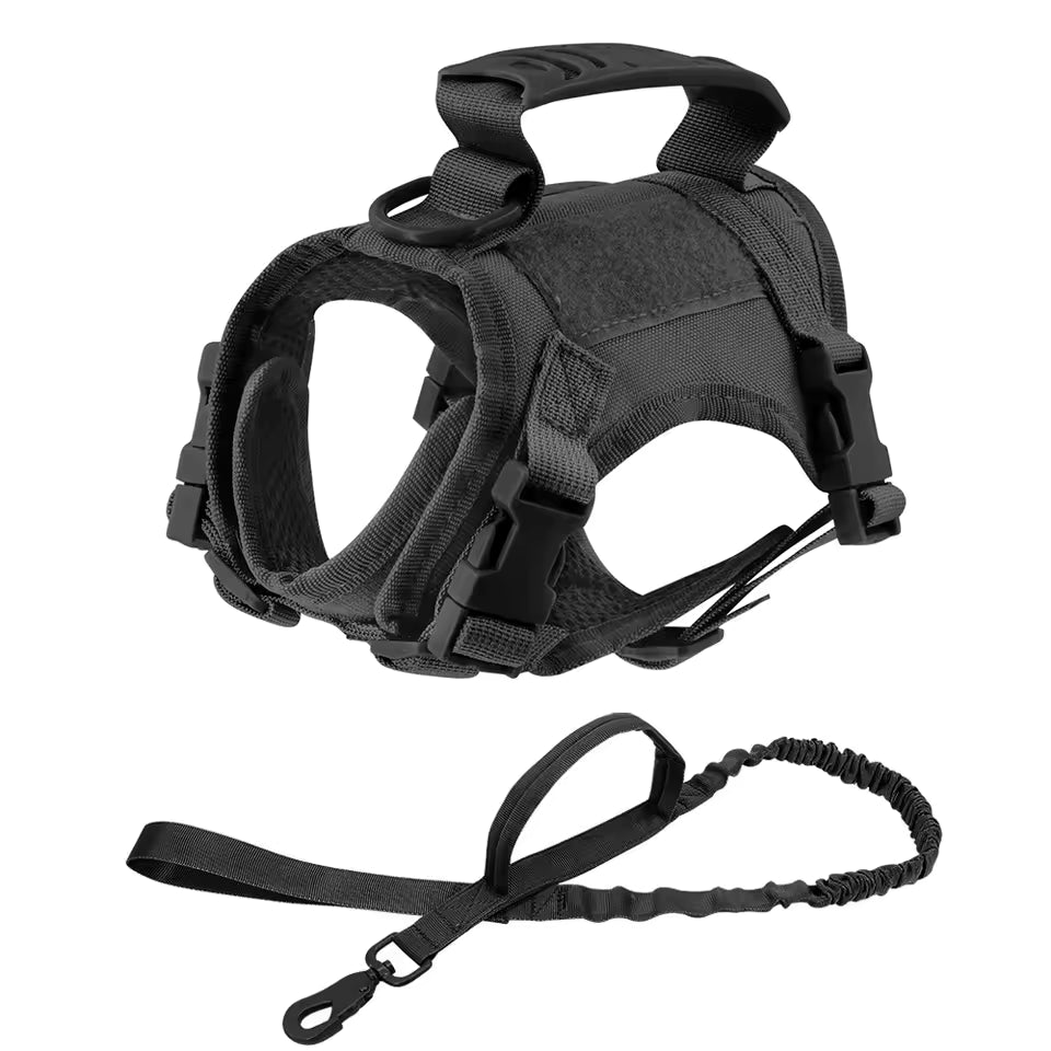 Escape Guard Tactical Pet Vest Harness-Black- With Leash