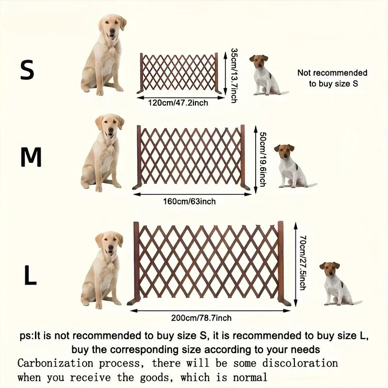 ScritchPets Retractable Wooden Pet Gate Freestanding