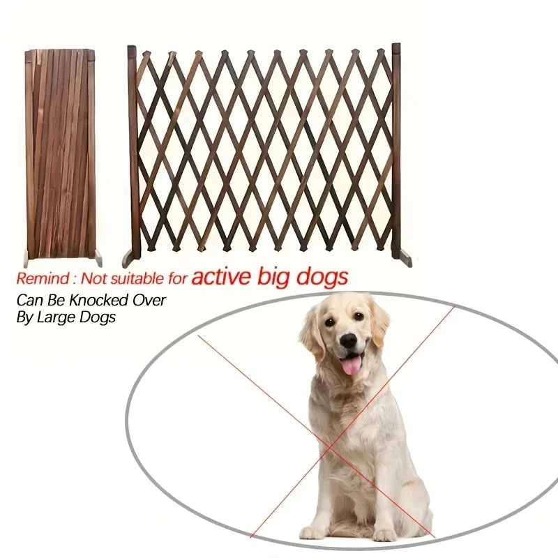 ScritchPets Retractable Wooden Pet Gate Freestanding