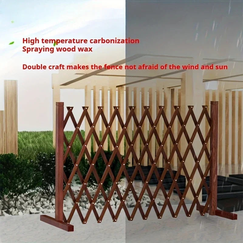 ScritchPets Retractable Wooden Pet Gate Freestanding