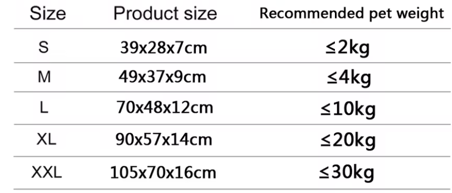 Size chart