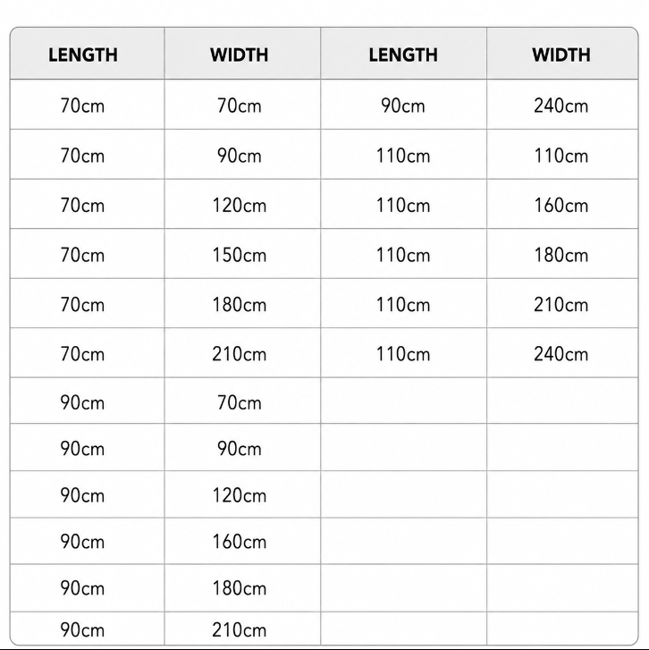 Size chart