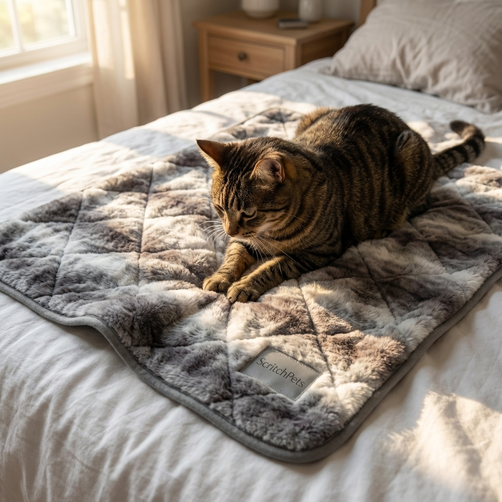 ScritchPets Blanket with a cat on