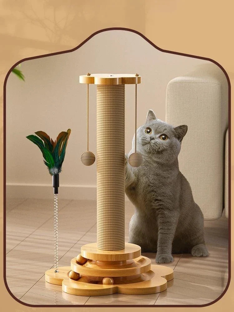ScritchPets Wooden Cat Scratching Post