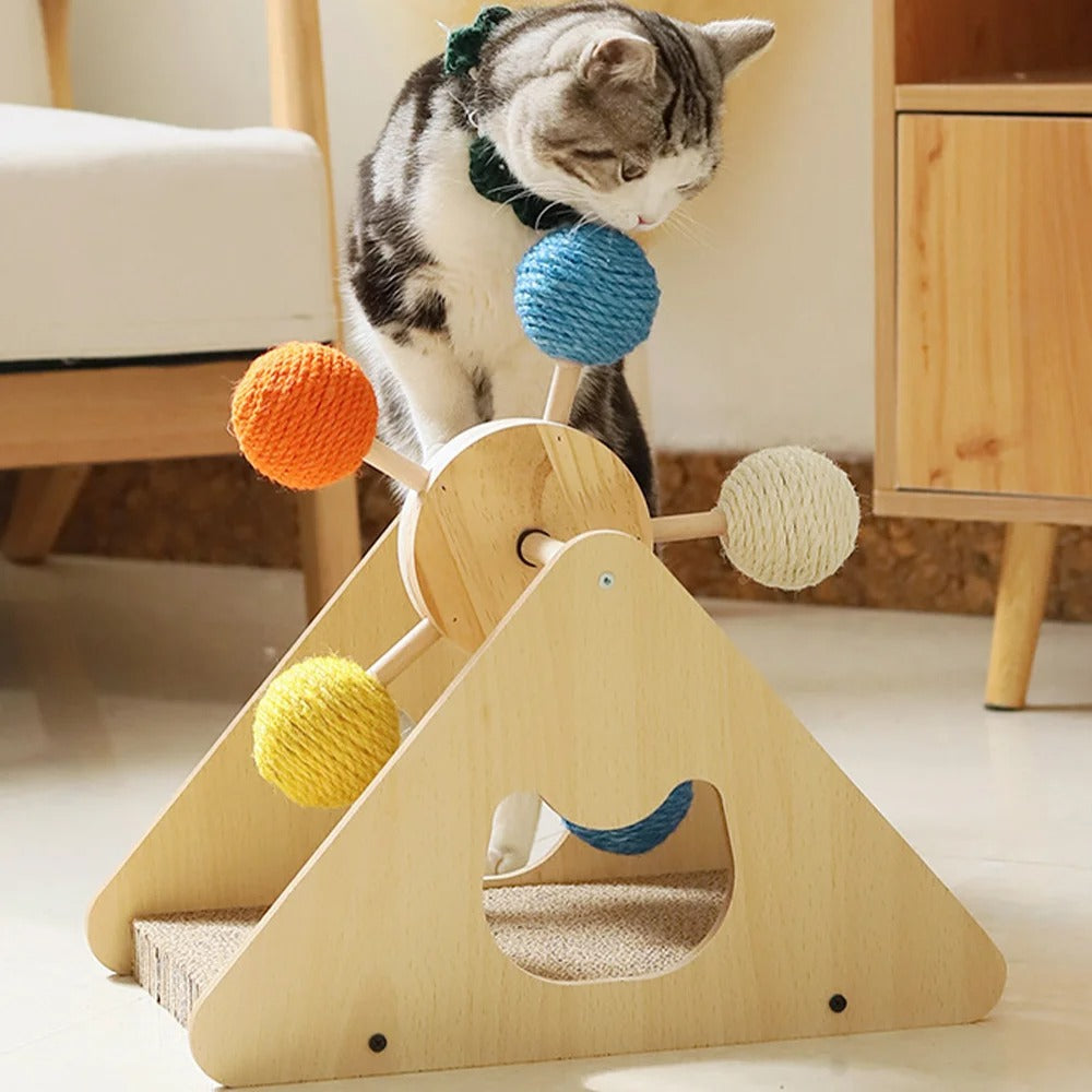 ScritchPets Wooden Cat Scratch Spinner