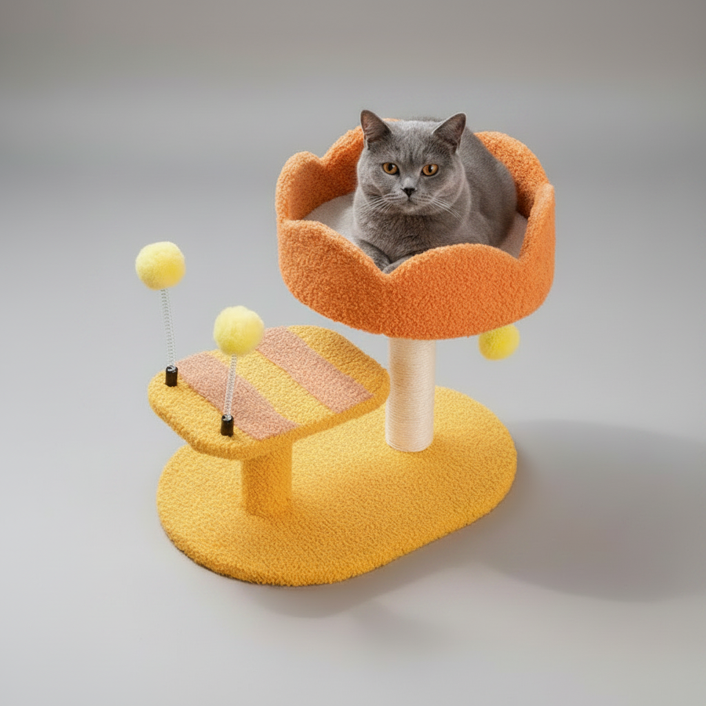 ScritchPets Compact Cat Perch Station Honeybee