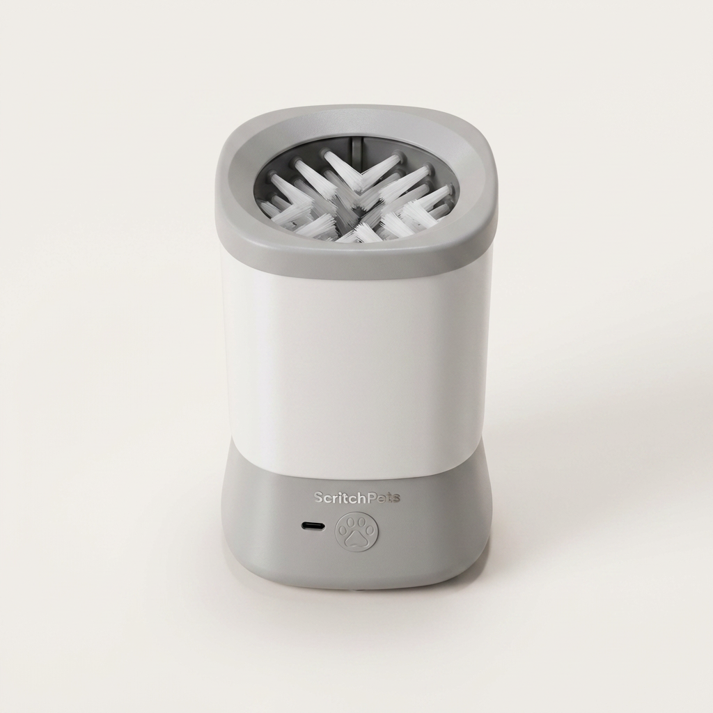 Gray and white pet product on a white background