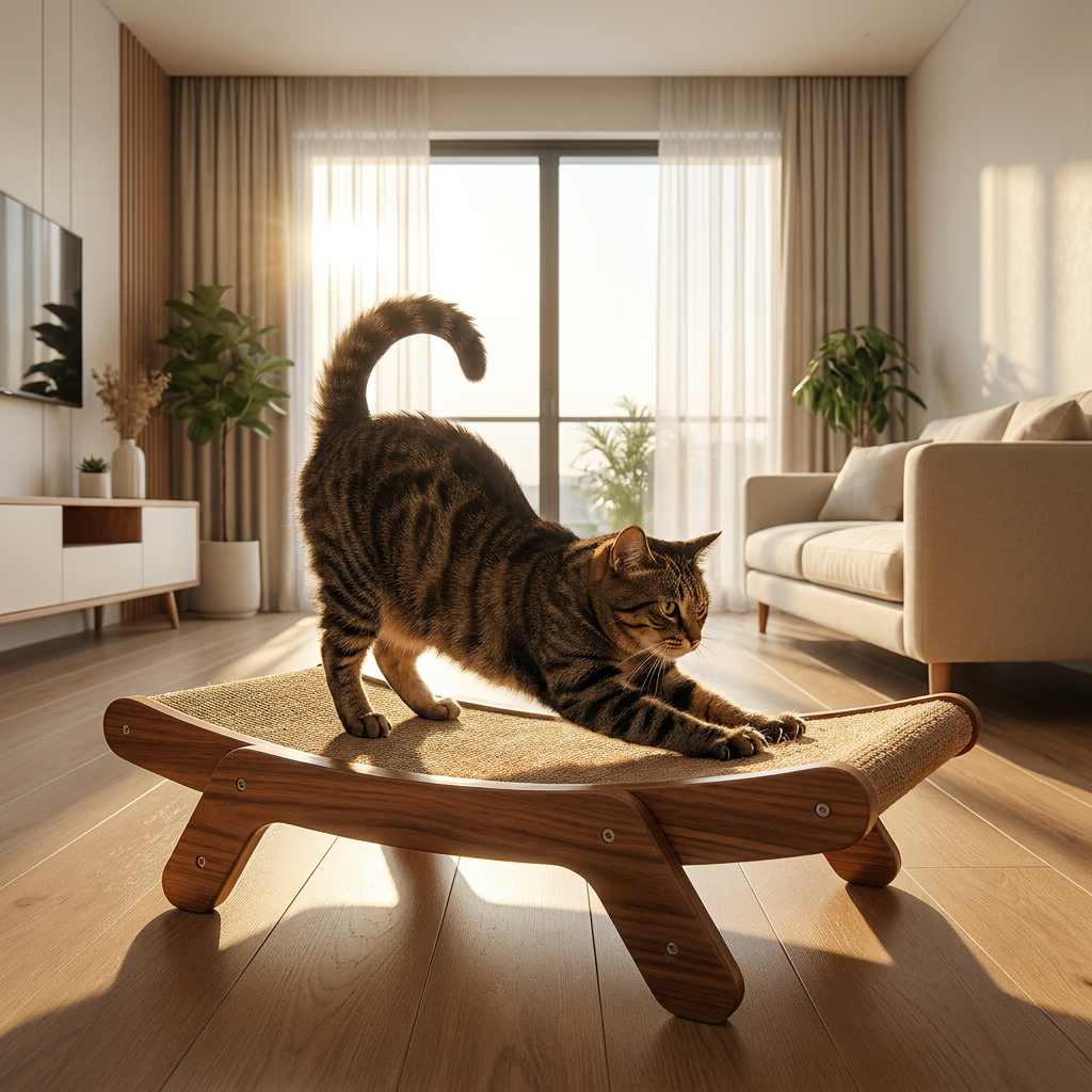 ScritchPets Wooden Cat Scratcher Ramp