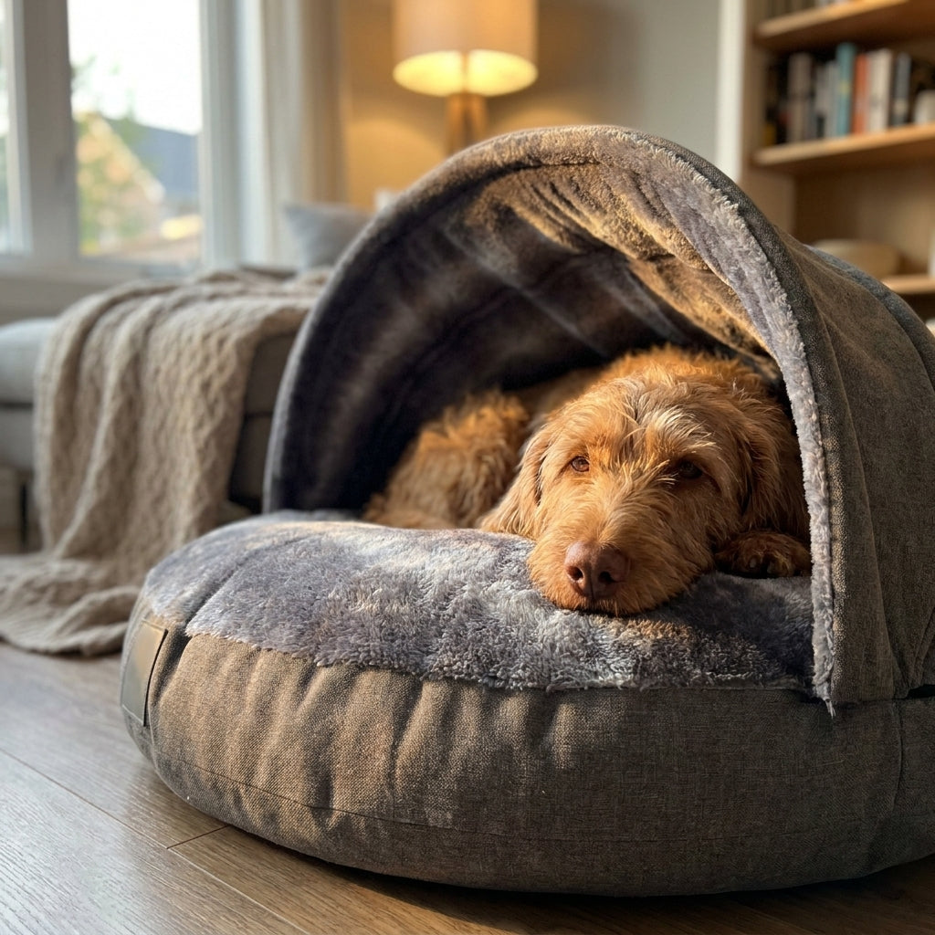 ScritchPets Covered Cave Dog Bed
