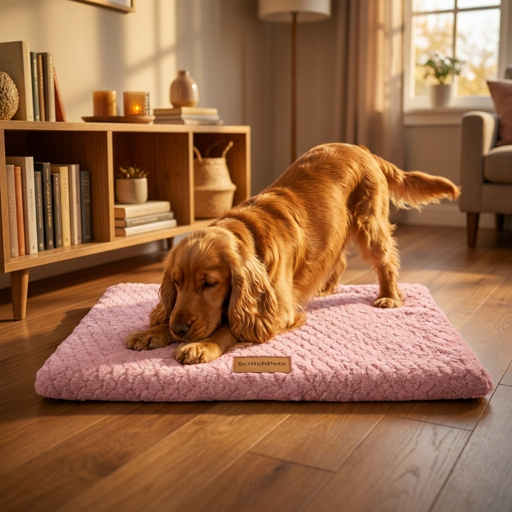 ScritchPets Plush Dog Bed Mat with Washable Cover