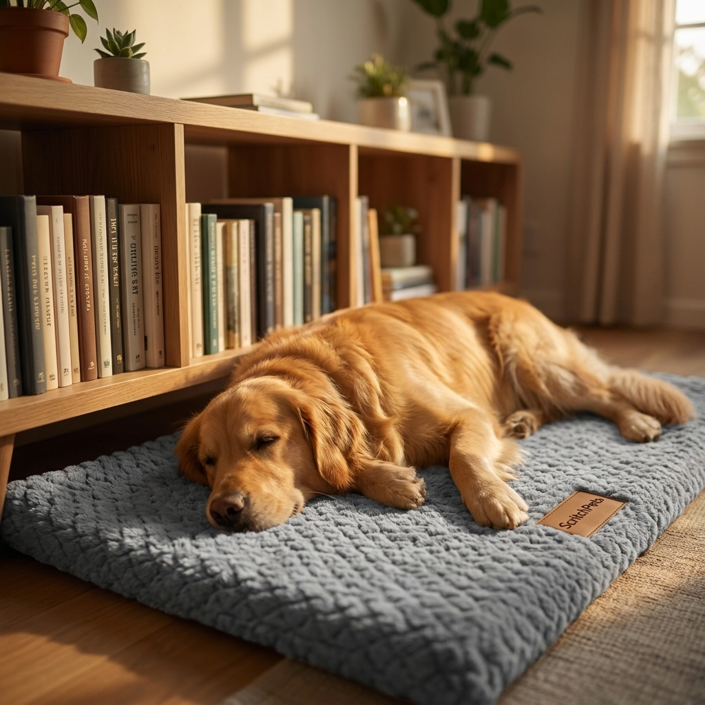 ScritchPets Plush Dog Bed Mat with Washable Cover