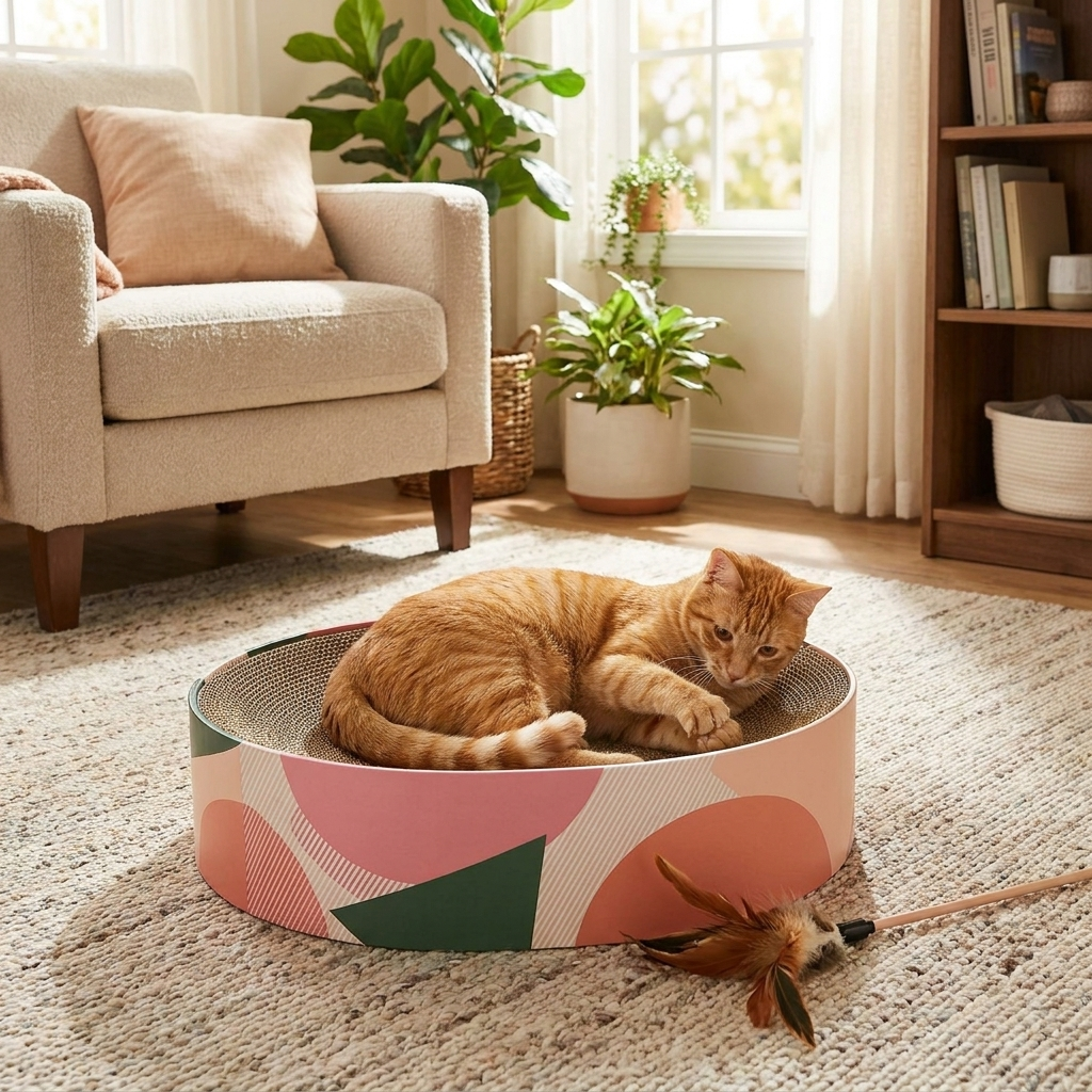 ScritchPets Cardboard Cat Scratcher Bed