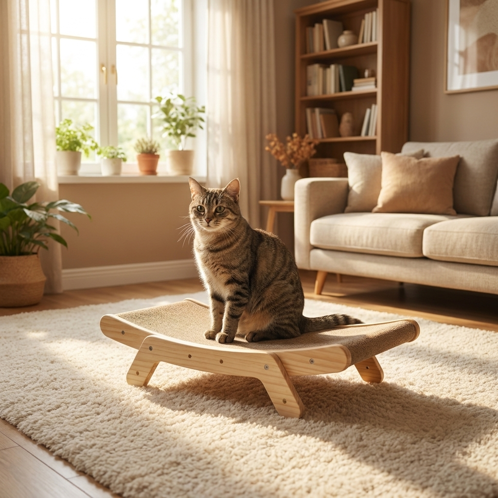 ScritchPets Wooden Cat Scratcher Ramp