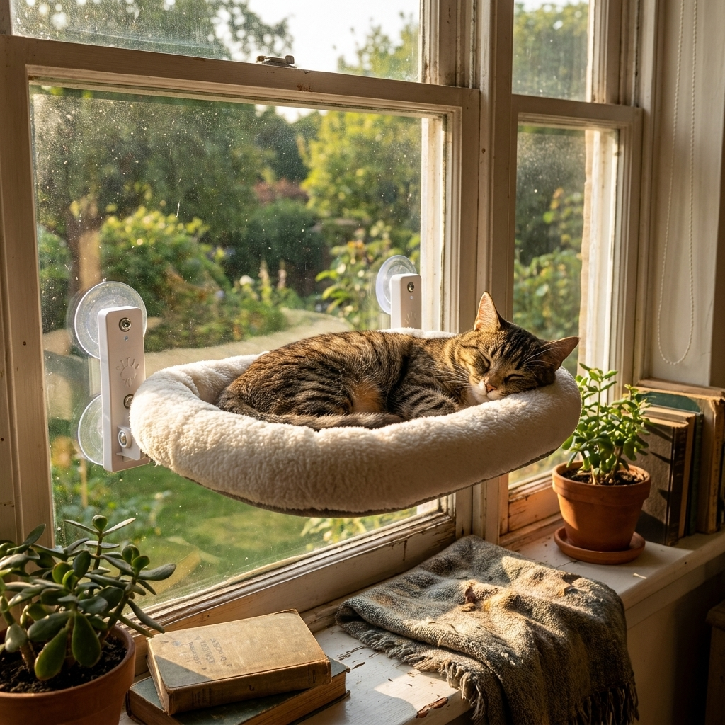 ScritchPets Window Cat Hammock and Perch lifestyle image
