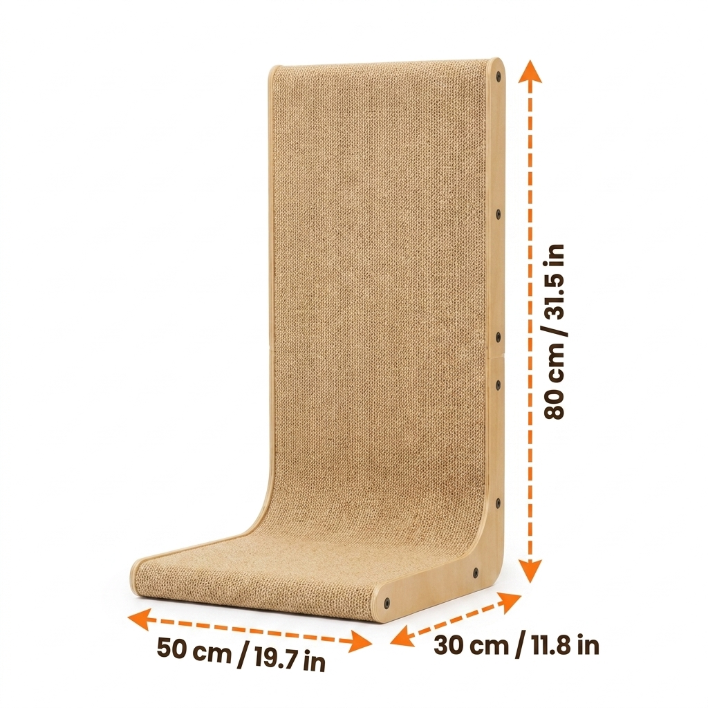 ScritchPets L Shaped Corner Cat Scratcher size guide, dimensions vary by size