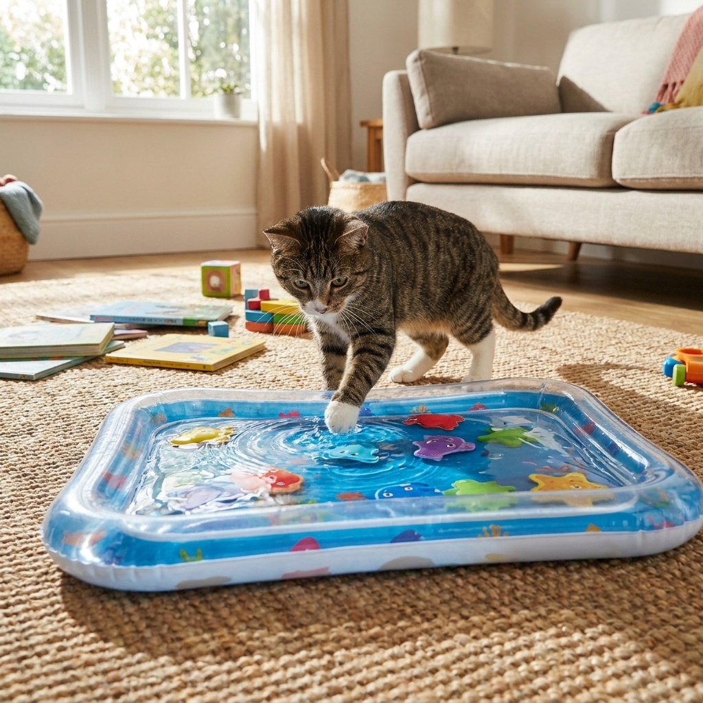 ScritchPets AquaPaws Interactive Cat Water Mat lifestyle image